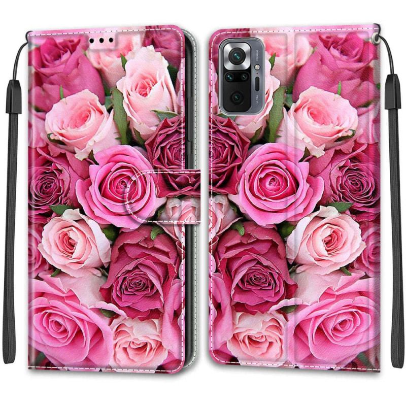 Flip Cover Xiaomi Redmi Note 10 Pro Med Snor Rem Roses