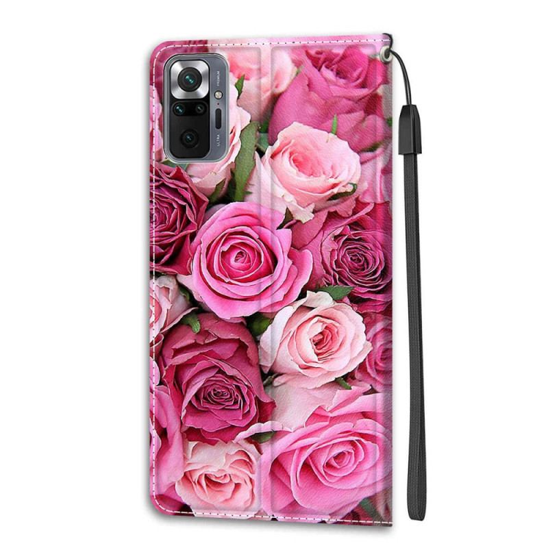 Flip Cover Xiaomi Redmi Note 10 Pro Med Snor Rem Roses