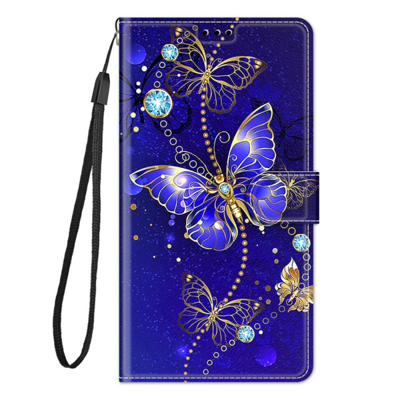 Flip Cover Xiaomi Redmi Note 10 Pro Med Snor Strap Butterflies Fan