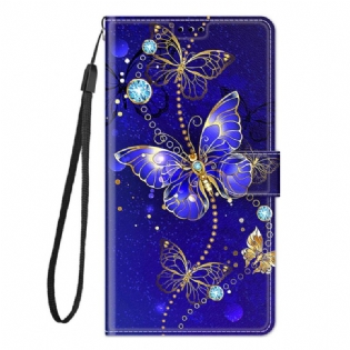 Flip Cover Xiaomi Redmi Note 10 Pro Med Snor Strap Butterflies Fan