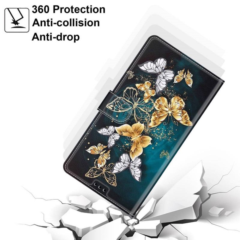 Flip Cover Xiaomi Redmi Note 10 Pro Med Snor Strap Butterflies Fan