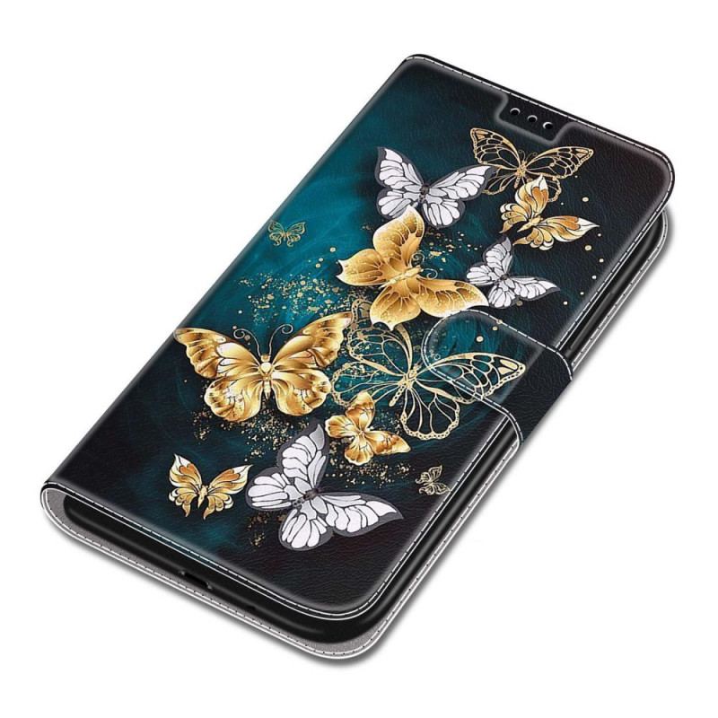 Flip Cover Xiaomi Redmi Note 10 Pro Med Snor Strap Butterflies Fan