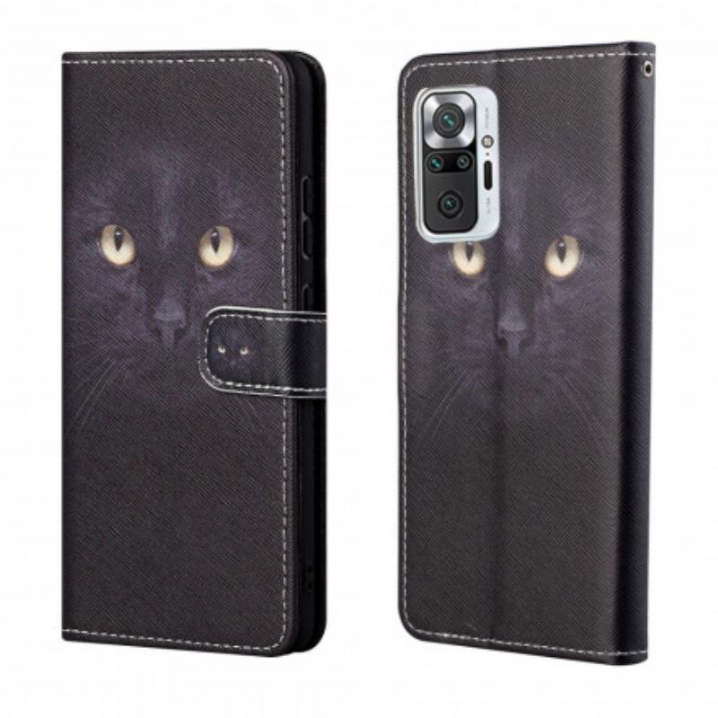 Flip Cover Xiaomi Redmi Note 10 Pro Med Snor Strappy Black Cat Eyes