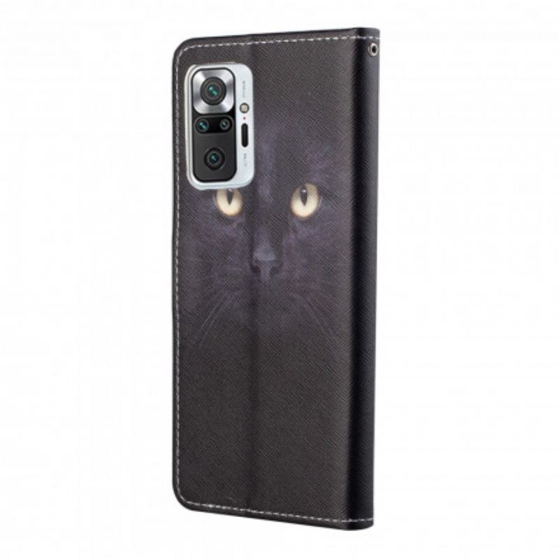 Flip Cover Xiaomi Redmi Note 10 Pro Med Snor Strappy Black Cat Eyes