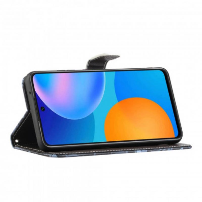 Flip Cover Xiaomi Redmi Note 10 Pro Med Snor Strappy Black Cat Eyes