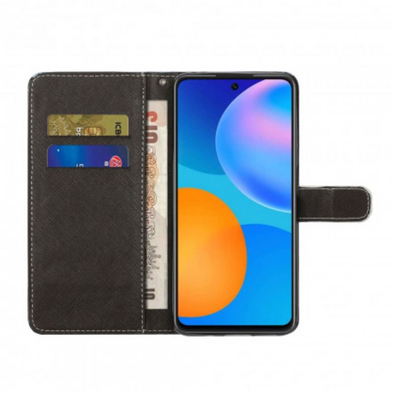 Flip Cover Xiaomi Redmi Note 10 Pro Med Snor Strappy Black Cat Eyes