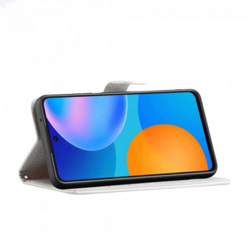 Flip Cover Xiaomi Redmi Note 10 Pro Med Snor Strappy Diamond Sommerfugle