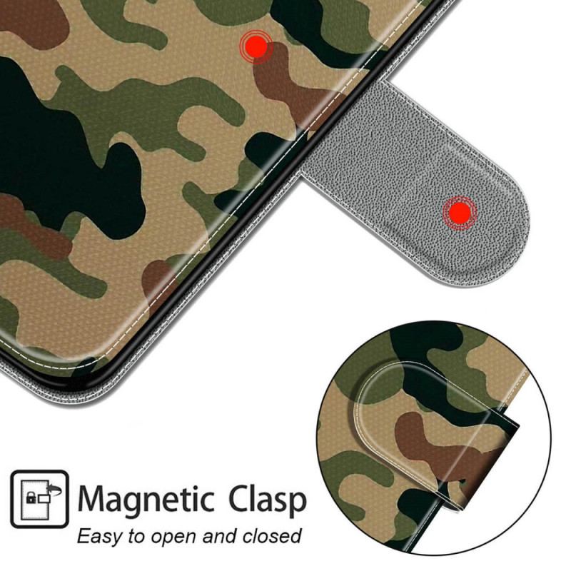 Flip Cover Xiaomi Redmi Note 10 Pro Med Snor Strappy Militær Camouflage