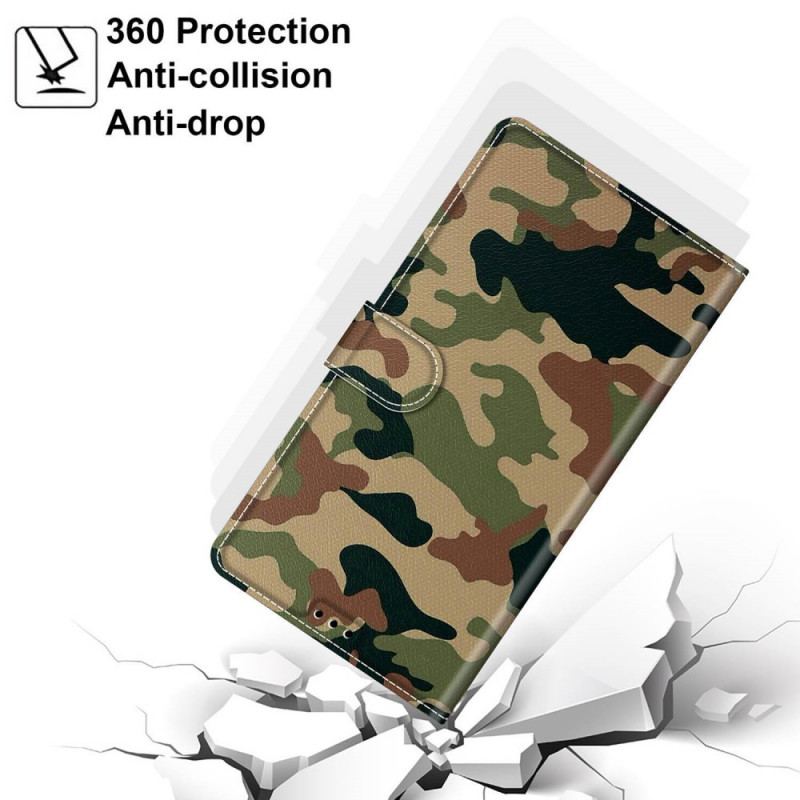 Flip Cover Xiaomi Redmi Note 10 Pro Med Snor Strappy Militær Camouflage