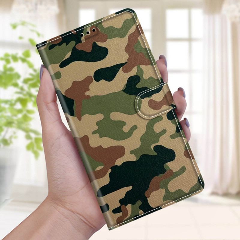 Flip Cover Xiaomi Redmi Note 10 Pro Med Snor Strappy Militær Camouflage