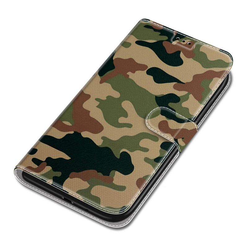 Flip Cover Xiaomi Redmi Note 10 Pro Med Snor Strappy Militær Camouflage