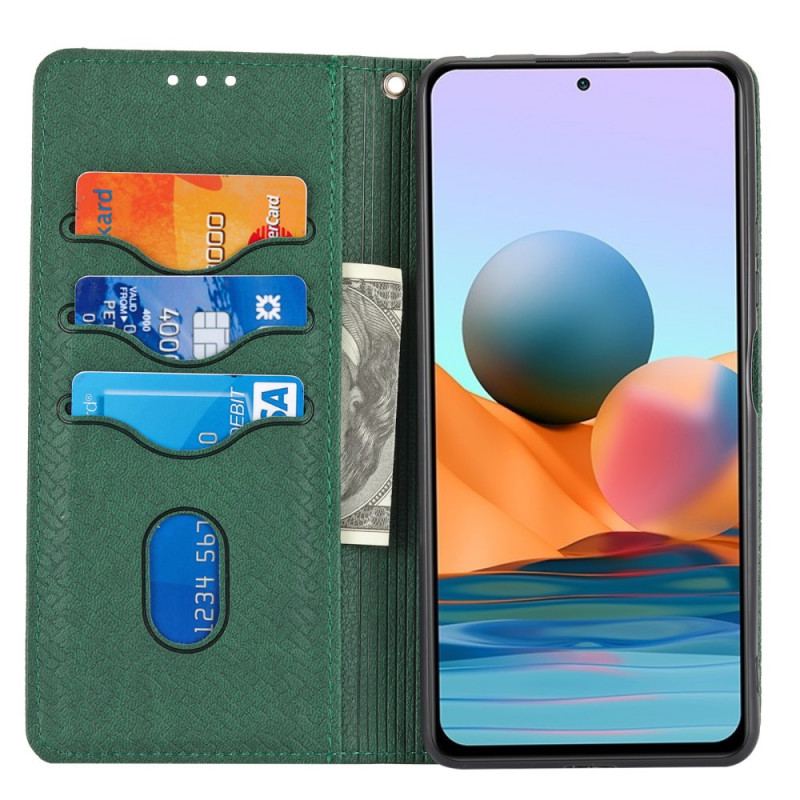 Flip Cover Xiaomi Redmi Note 10 Pro Med Snor Strappy Vævet Læder Stil