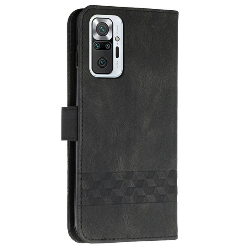 Flip Cover Xiaomi Redmi Note 10 Pro Med Snor Strip Geometrisk Frise