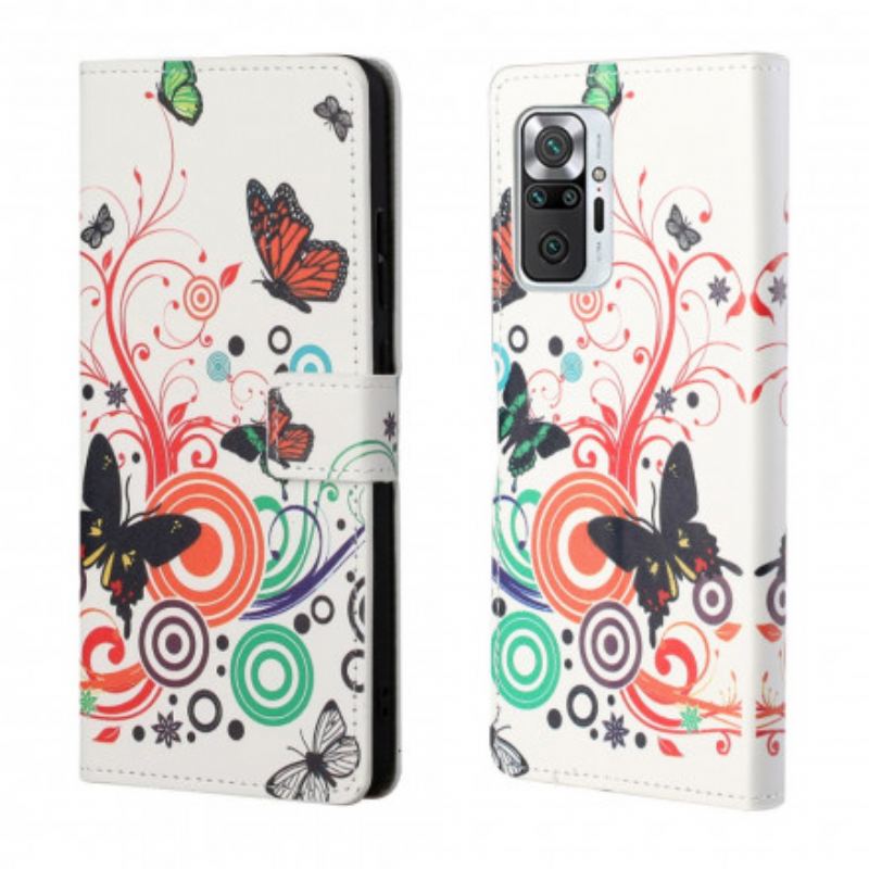 Flip Cover Xiaomi Redmi Note 10 Pro Sommerfugle Og Blomster