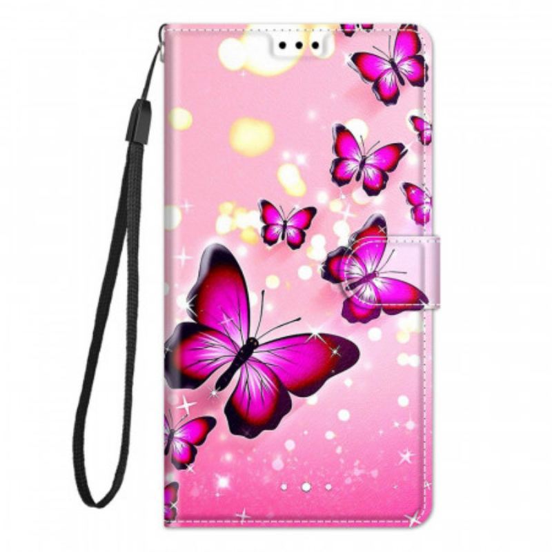 Flip Cover Xiaomi Redmi Note 10 Pro Sommerfugle Og Snor