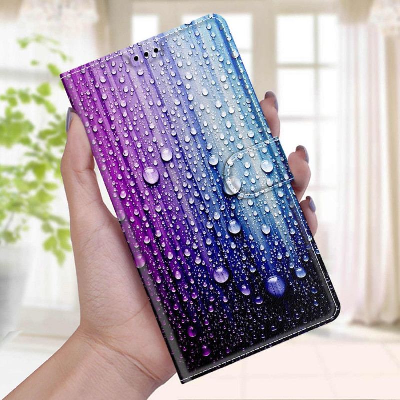 Flip Cover Xiaomi Redmi Note 10 Pro Vanddråber Med Snor