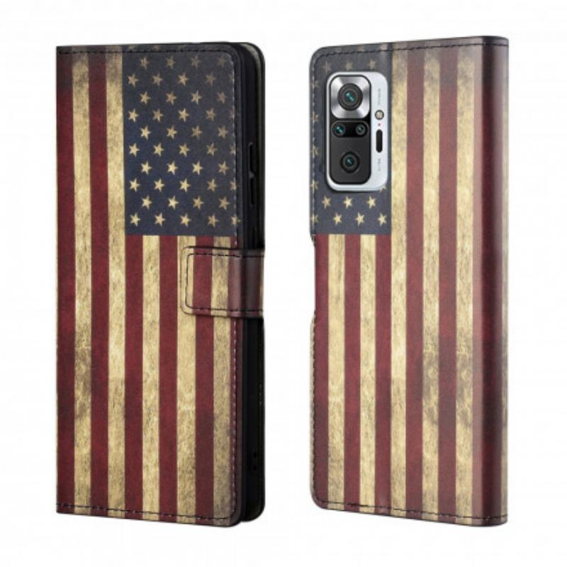 Læder Cover Xiaomi Redmi Note 10 Pro Amerikansk Flag