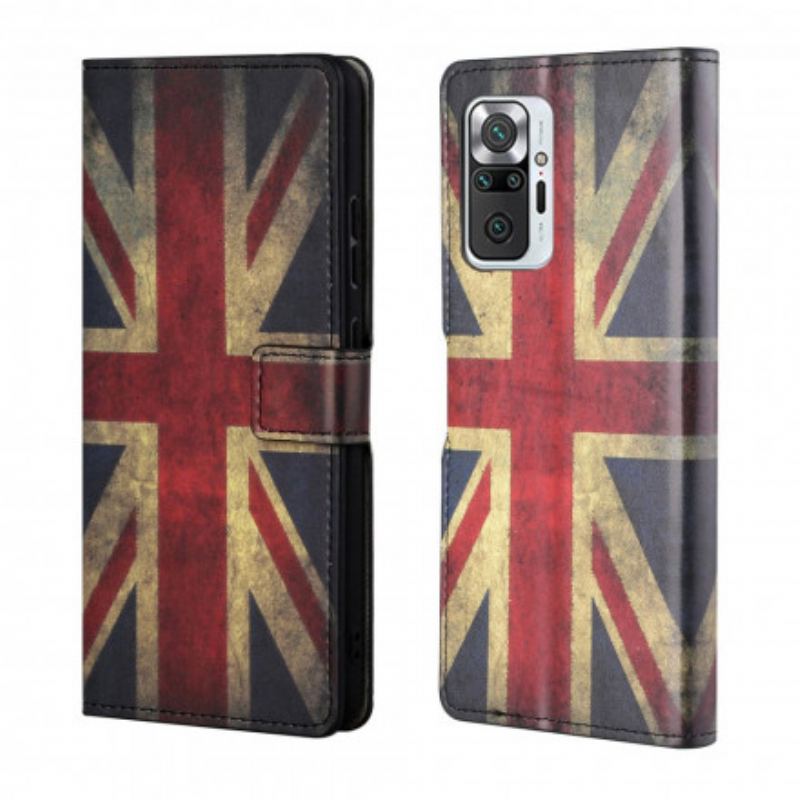 Læder Cover Xiaomi Redmi Note 10 Pro England Flag