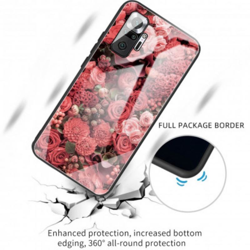 Mobilcover Xiaomi Redmi Note 10 Pro Rose Blomster Hærdet Glas