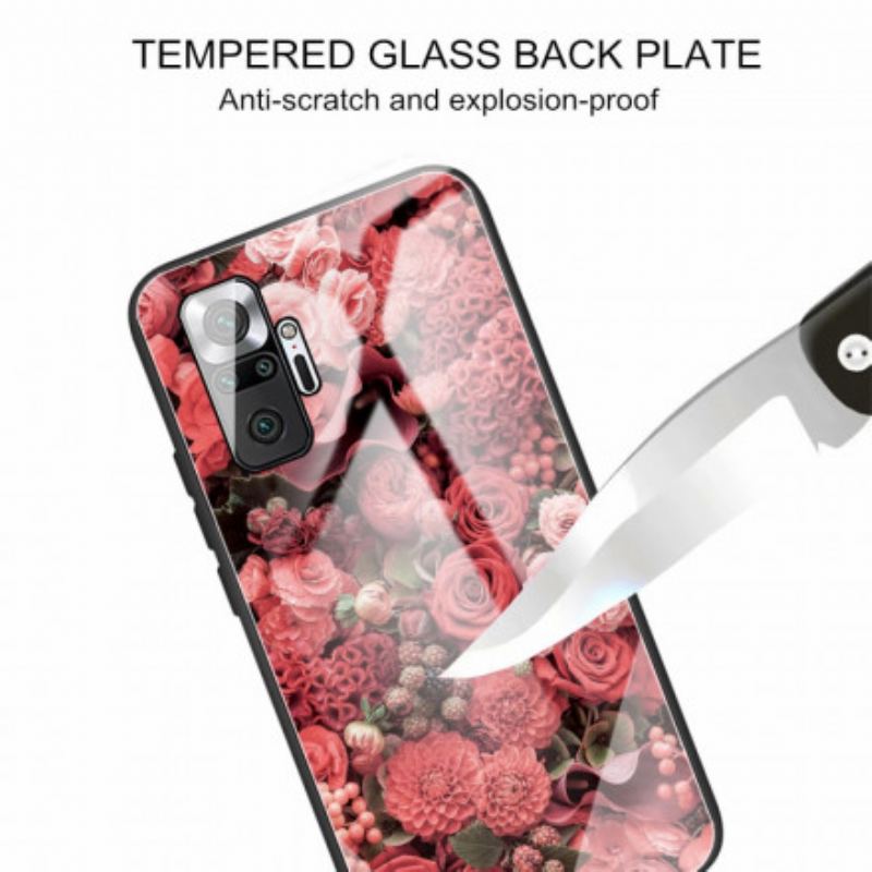 Mobilcover Xiaomi Redmi Note 10 Pro Rose Blomster Hærdet Glas