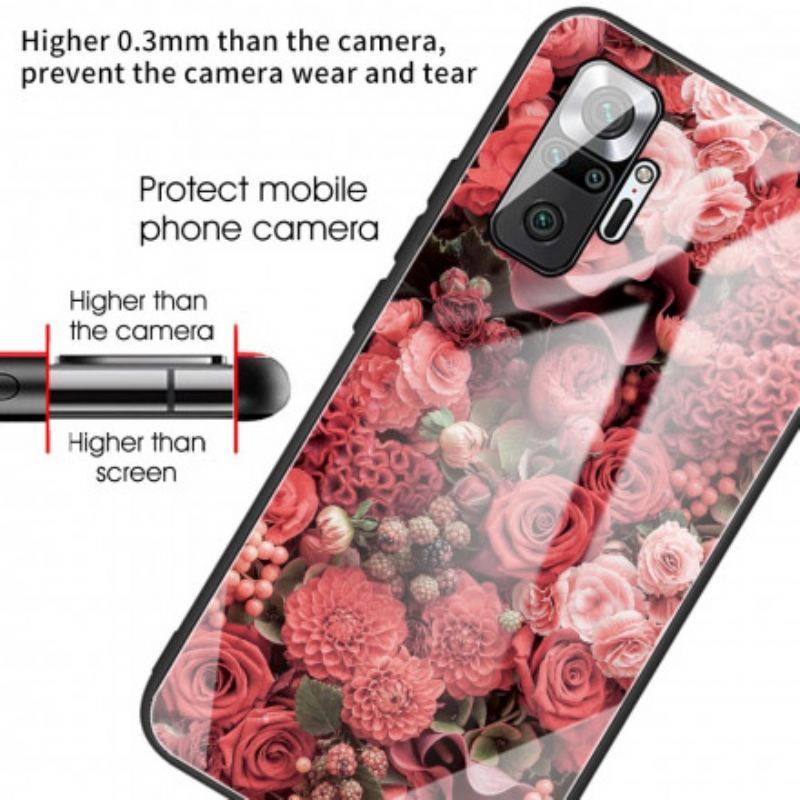 Mobilcover Xiaomi Redmi Note 10 Pro Rose Blomster Hærdet Glas