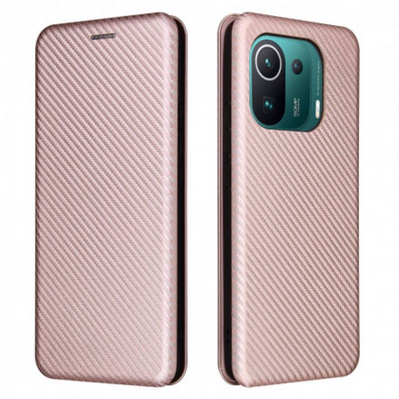 Cover Xiaomi Mi 11 Pro Flip Cover Kulfiber Med Støttering