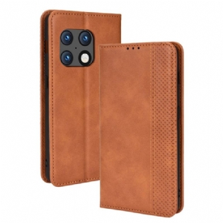 Cover OnePlus 10 Pro 5G Flip Cover Stiliseret Vintage Lædereffekt