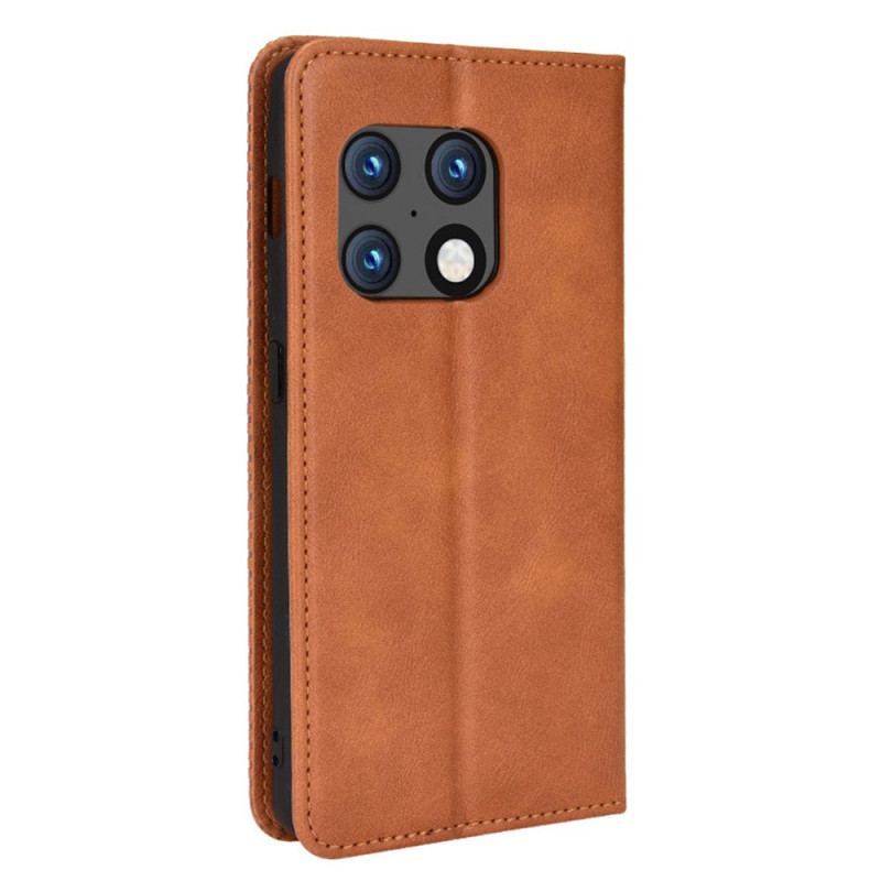 Cover OnePlus 10 Pro 5G Flip Cover Stiliseret Vintage Lædereffekt