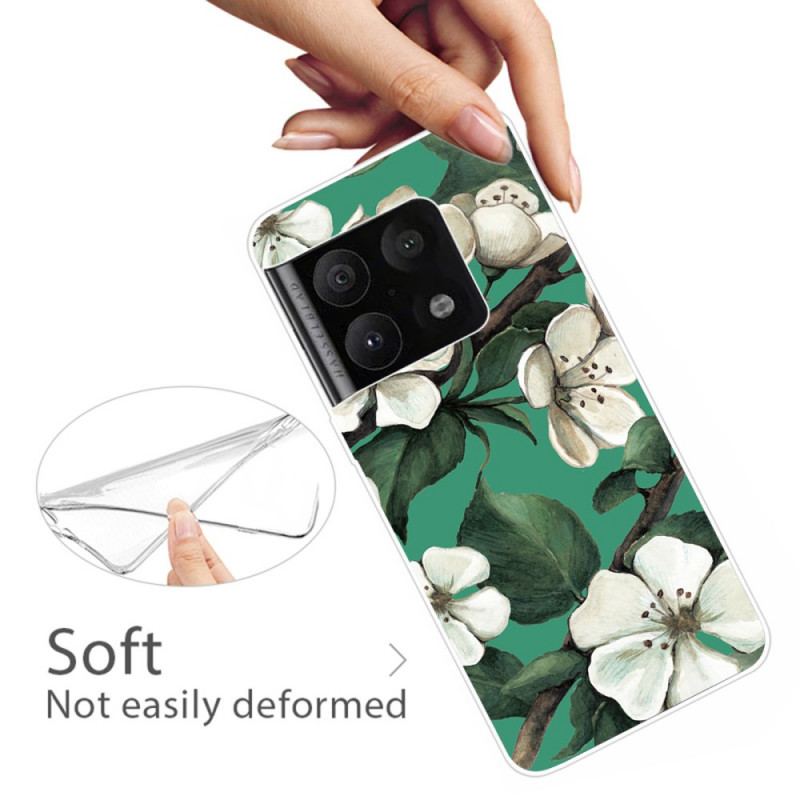 Cover OnePlus 10 Pro 5G Malede Hvide Blomster