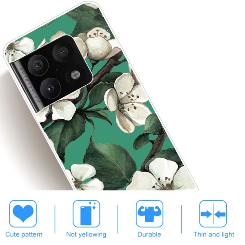 Cover OnePlus 10 Pro 5G Malede Hvide Blomster