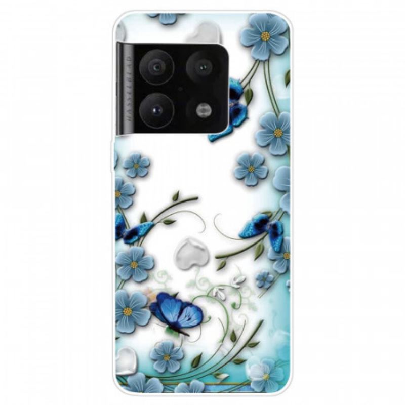 Cover OnePlus 10 Pro 5G Retro Sommerfugle Og Blomster