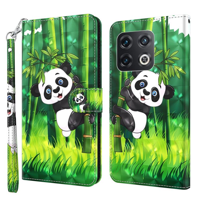 Flip Cover OnePlus 10 Pro 5G Med Snor Strappy Panda