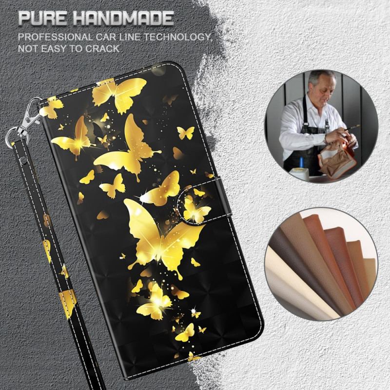Flip Cover OnePlus 10 Pro 5G Med Snor Thong Sommerfugle
