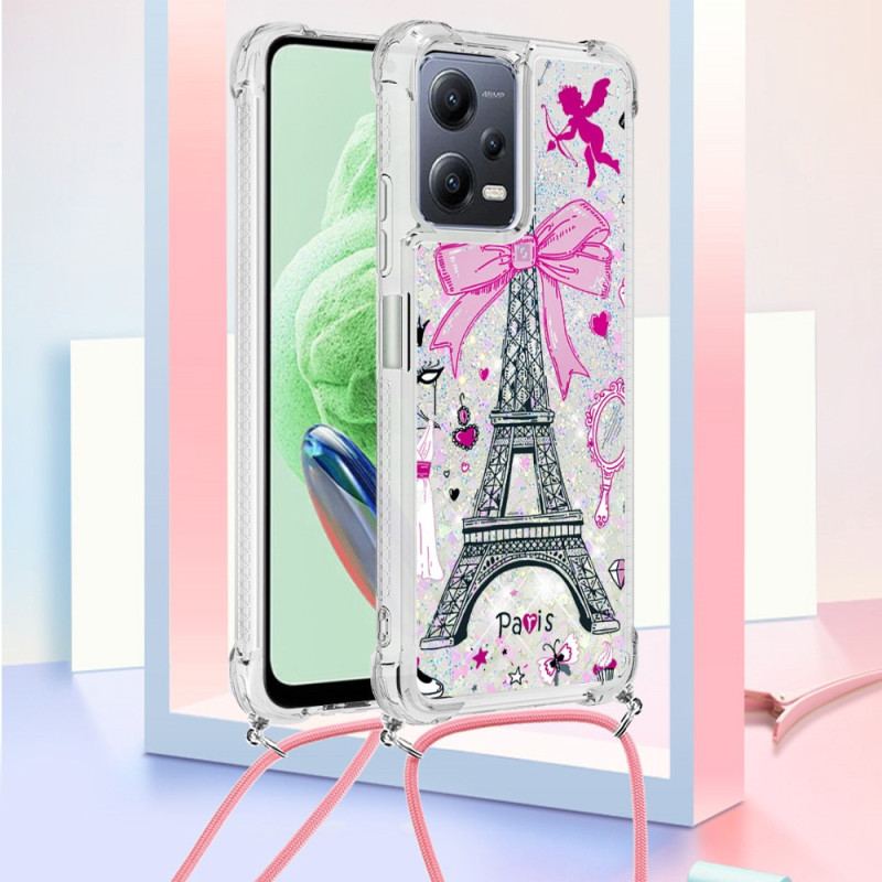 Cover Poco X5 5G Med Snor Eiffeltårnets Glittersnøre
