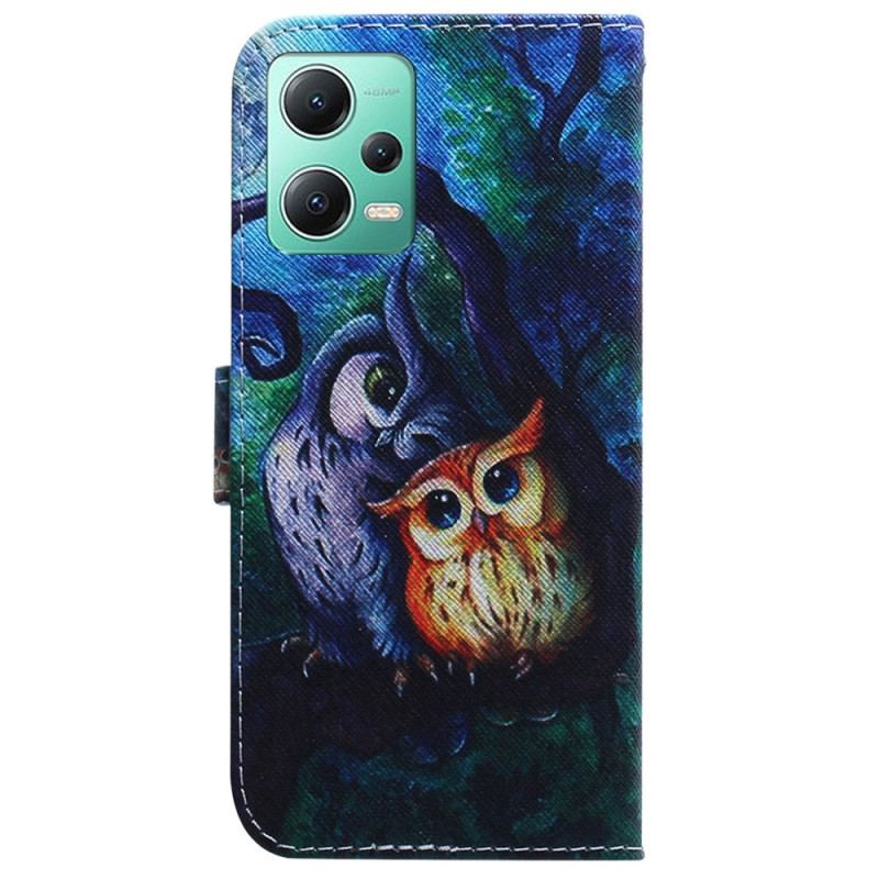 Flip Cover Poco X5 5G Med Snor Strappy Owls Maleri