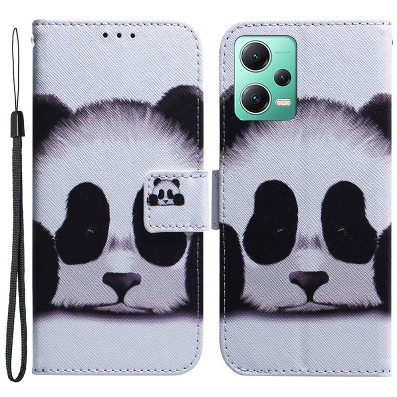 Flip Cover Poco X5 5G Med Snor Strappy Panda