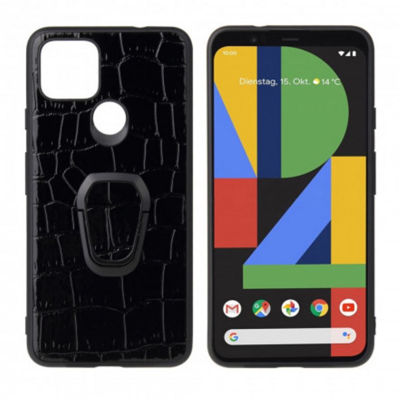 Cover Google Pixel 4A 5G Ring-beslag I Krokodillestil