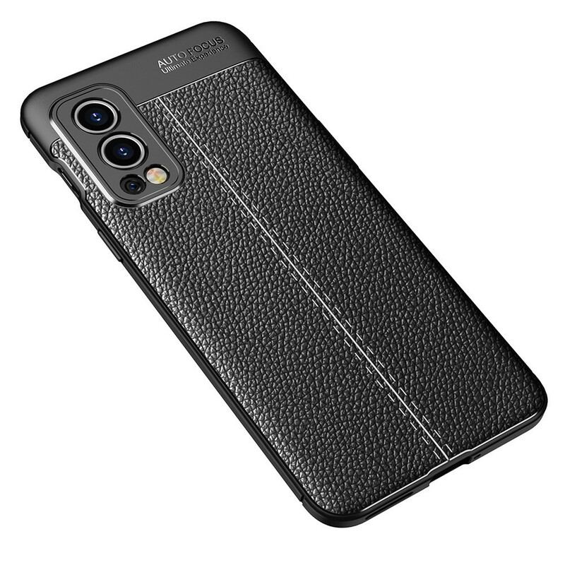 Cover OnePlus Nord 2 5G Dobbelt Linje Litchi Læder Effekt