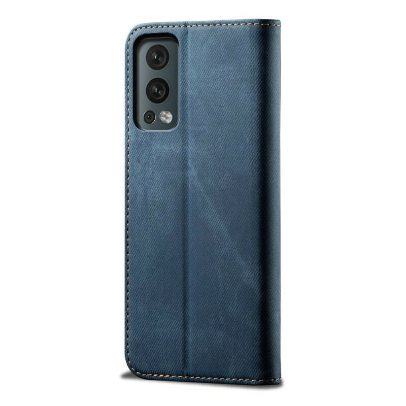 Cover OnePlus Nord 2 5G Flip Cover Tekstur På Jeans I Imiteret Læder