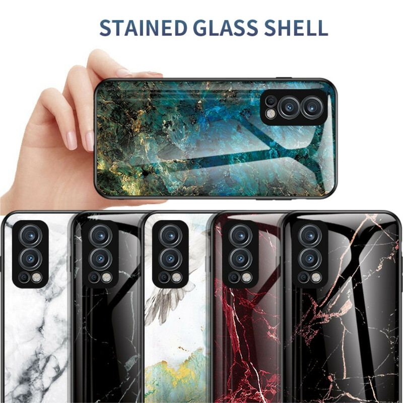 Cover OnePlus Nord 2 5G Marmorfarver Hærdet Glas