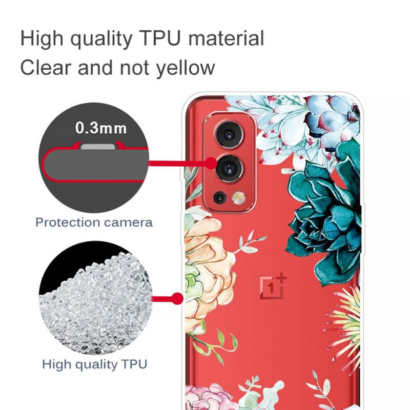 Cover OnePlus Nord 2 5G Sømløse Akvarelblomster