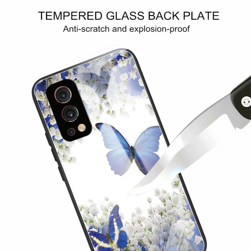 Cover OnePlus Nord 2 5G Sommerfugle Design Hærdet Glas