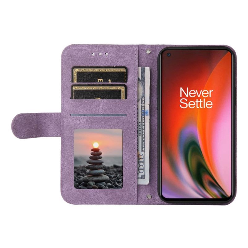 Flip Cover OnePlus Nord 2 5G Imiteret Læder Nitte Og Rem