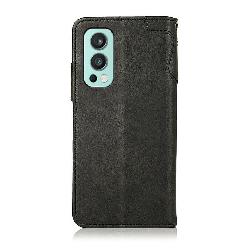 Flip Cover OnePlus Nord 2 5G Knap I Imiteret Læder Khazneh