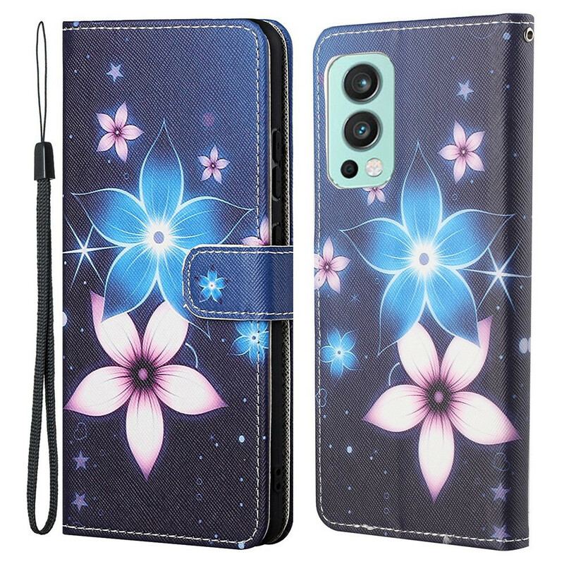 Flip Cover OnePlus Nord 2 5G Med Snor Lunar Strap Blomster