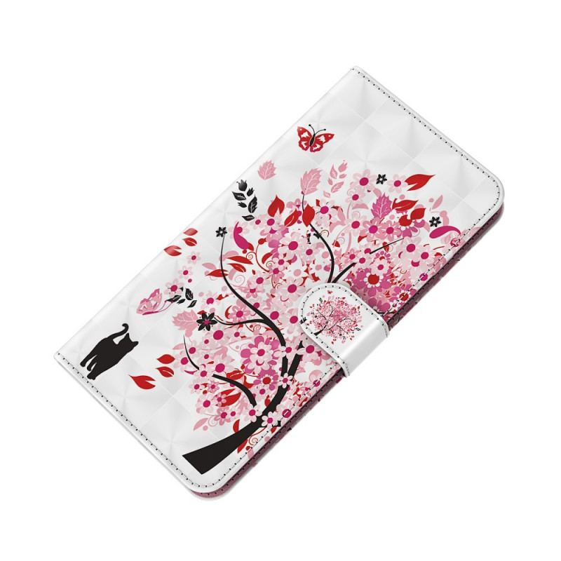 Flip Cover OnePlus Nord 2 5G Pink Træ Og Sort Kat