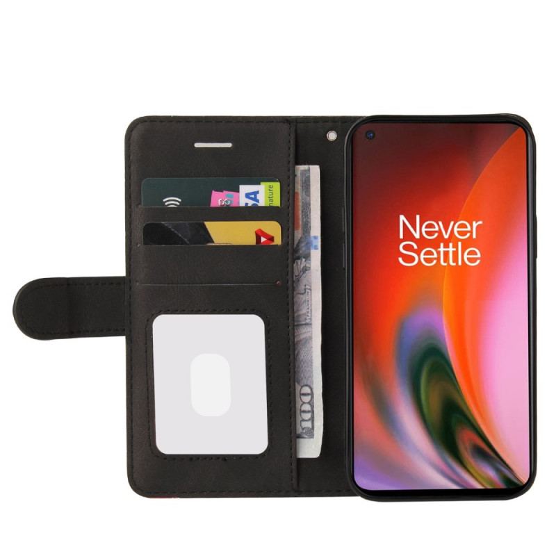 Flip Cover OnePlus Nord 2 5G Tofarvet Signatur Imiteret Læder