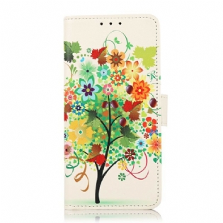 Læder Cover OnePlus Nord 2 5G Blomstrende Træ