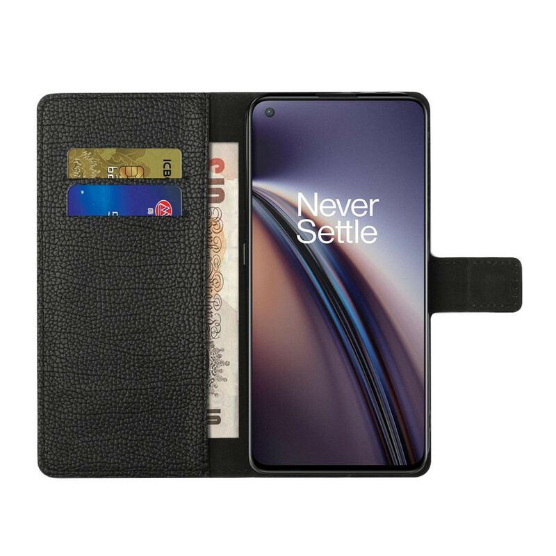 Læder Cover OnePlus Nord 2 5G Litchi Korn Læder Effekt