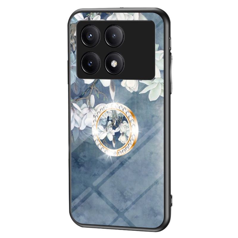 Cover Poco X6 Pro 5g Telefon Etui Blomsterring-holder Af Hærdet Glas